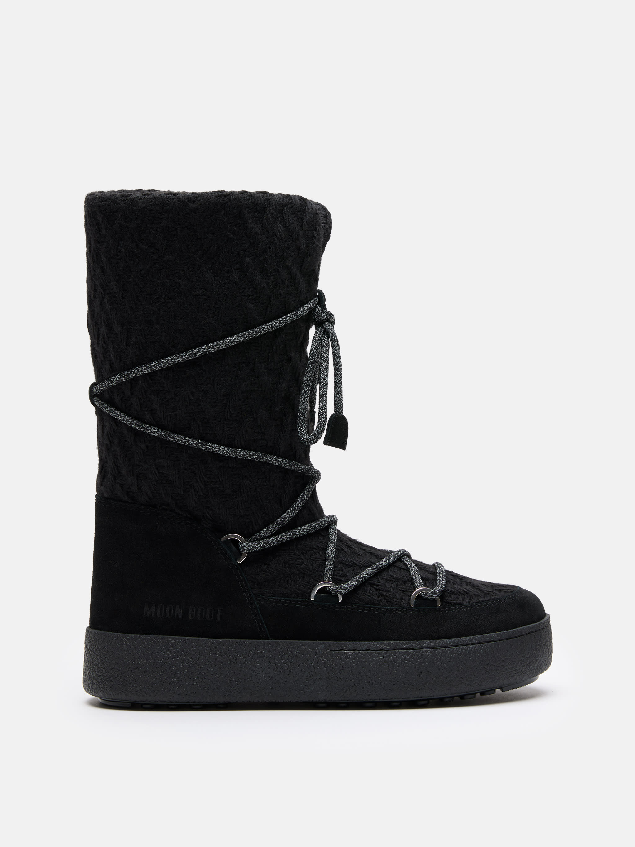 MOON BOOT X GUEST IN RESIDENCE LTRACK BLACK KNIT BOOTS