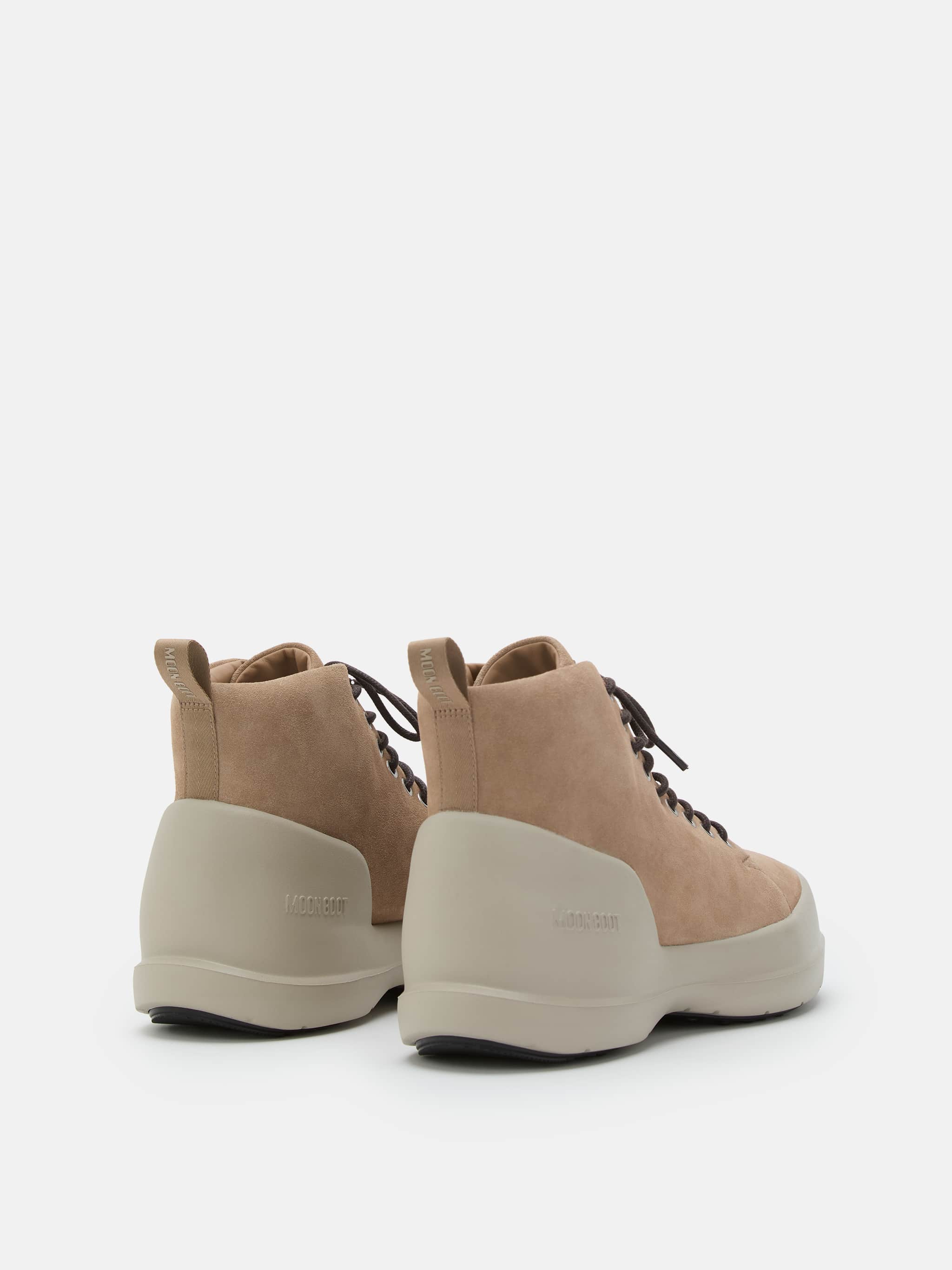 MEZZALUNA BEIGE SUEDE LACE UP MID BOOTS